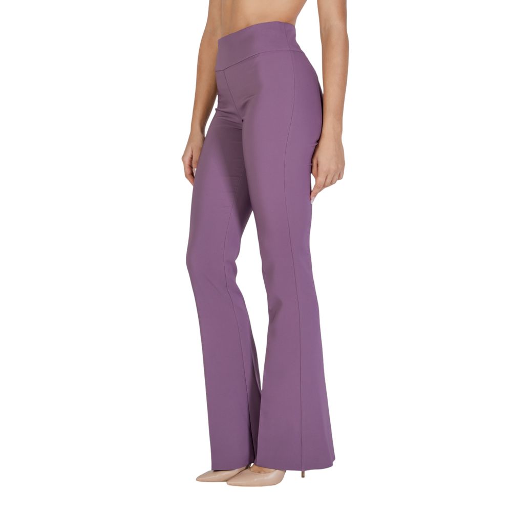 Pants by Sandro Ferrone for women in stretch polyester purple features an understated silhouette, showcasing a sophisticated and long with a refined for an understated, polished aesthetic.