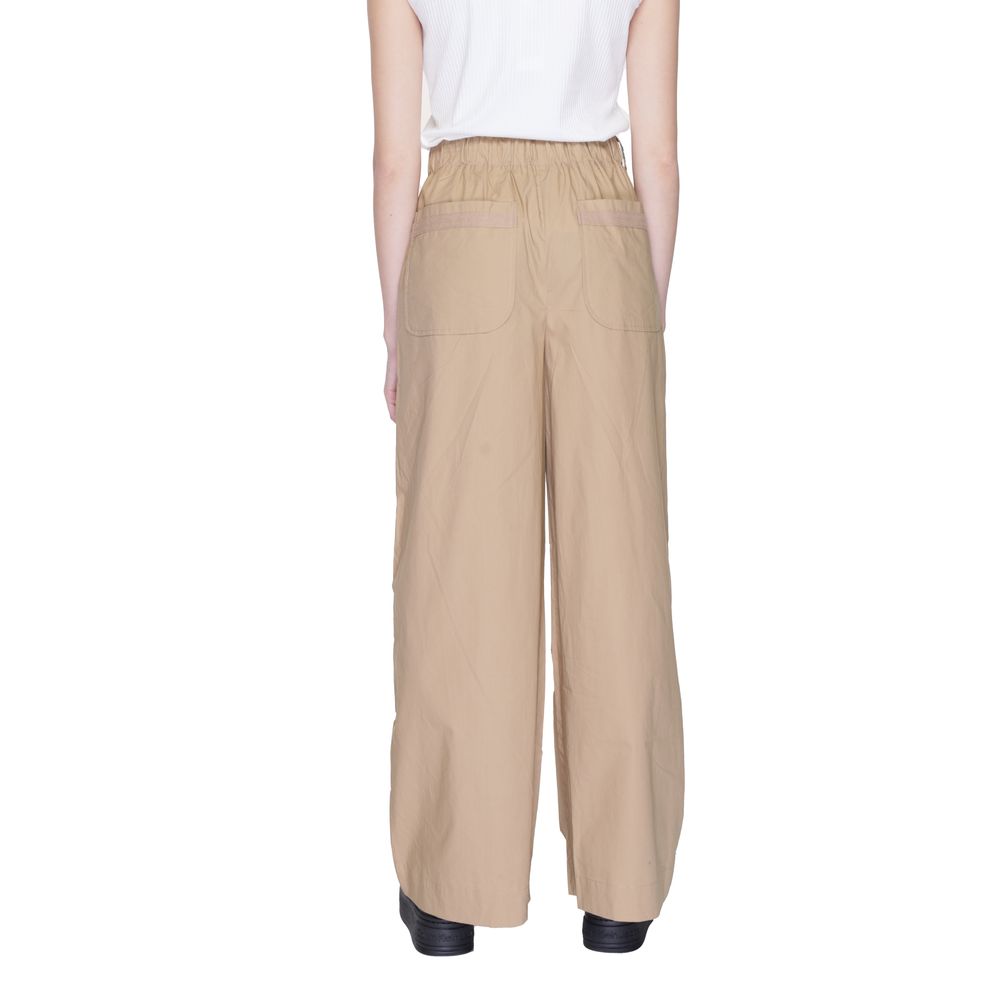Pants by Blauer for women in cotton beige features a stylish silhouette with a stylish wide, long, and .