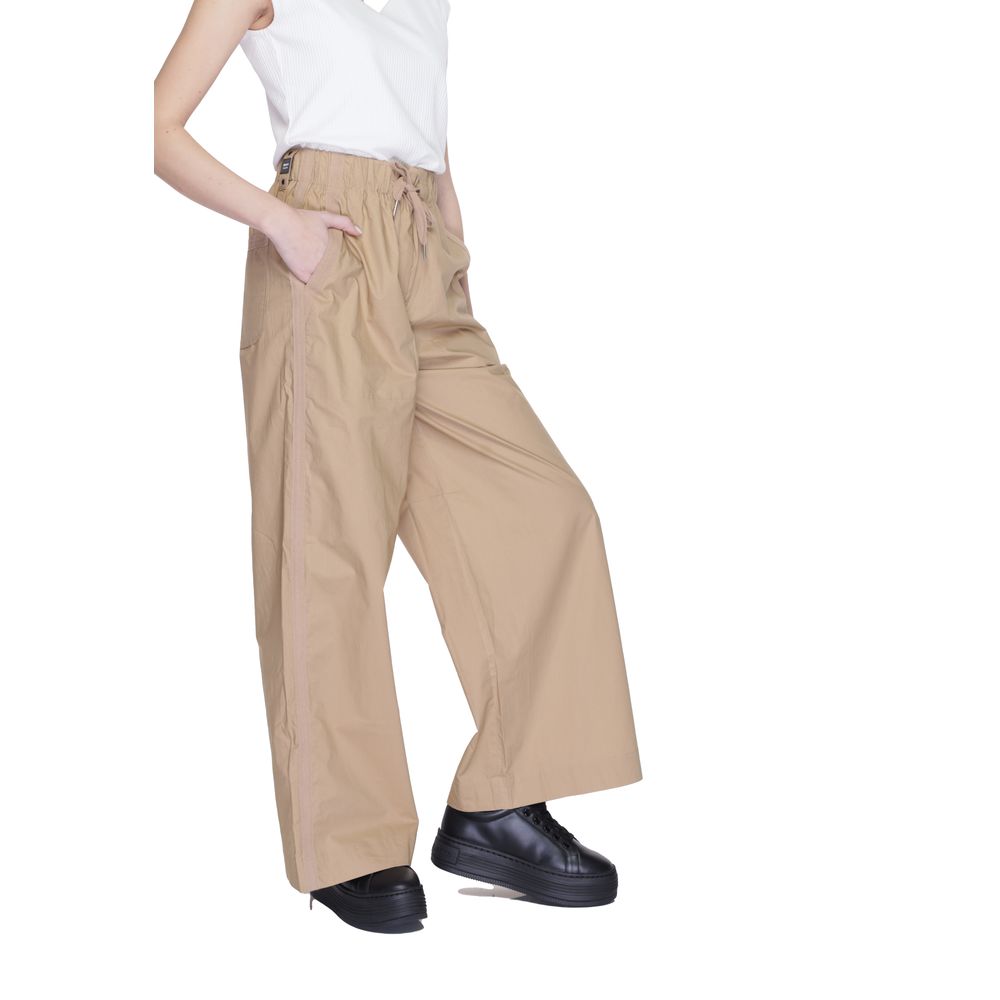Pants by Blauer for women in cotton beige features a sleek silhouette with a sleek wide, a refined long, and a sophisticated finish.
