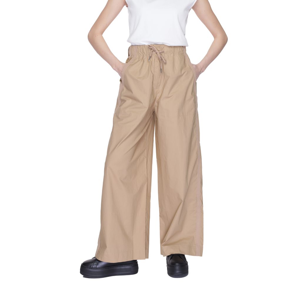 Pants by Blauer for women in cotton beige features a sleek silhouette with a sleek wide, a refined long, and a sophisticated finish.