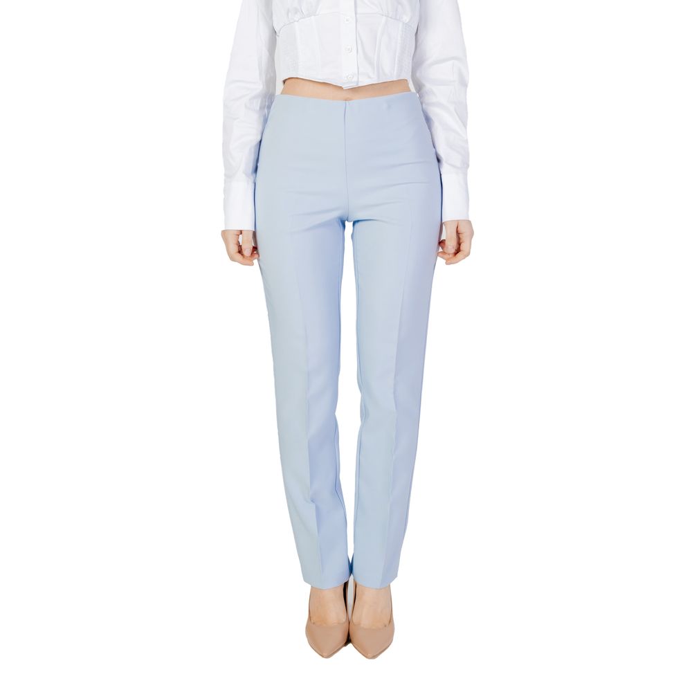 Pants by Sandro Ferrone for women in polyester blue features a stylish silhouette with a stylish regular-fit, long, and .