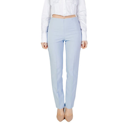 Pants by Sandro Ferrone for women in polyester blue features a stylish silhouette with a stylish regular-fit, long, and .