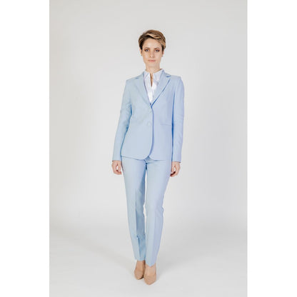 Pants by Sandro Ferrone for women in polyester blue features a stylish silhouette with a stylish regular-fit, long, and .