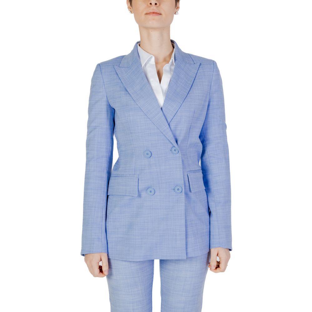 Suit by Sandro Ferrone for women in polyester & viscose blue showcases a sleek silhouette, complete with a sophisticated and a sleek designed for an impeccable sartorial finish.