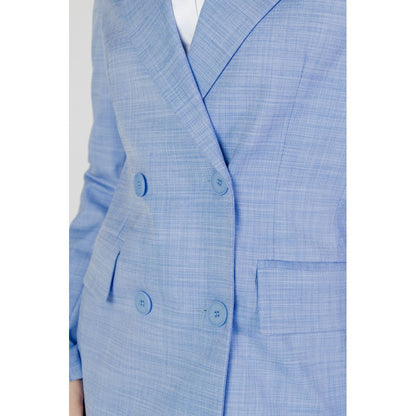 Suit by Sandro Ferrone for women in polyester & viscose blue showcases a sartorial silhouette, artfully finished with a sophisticated and a sartorial for a truly sartorial look.