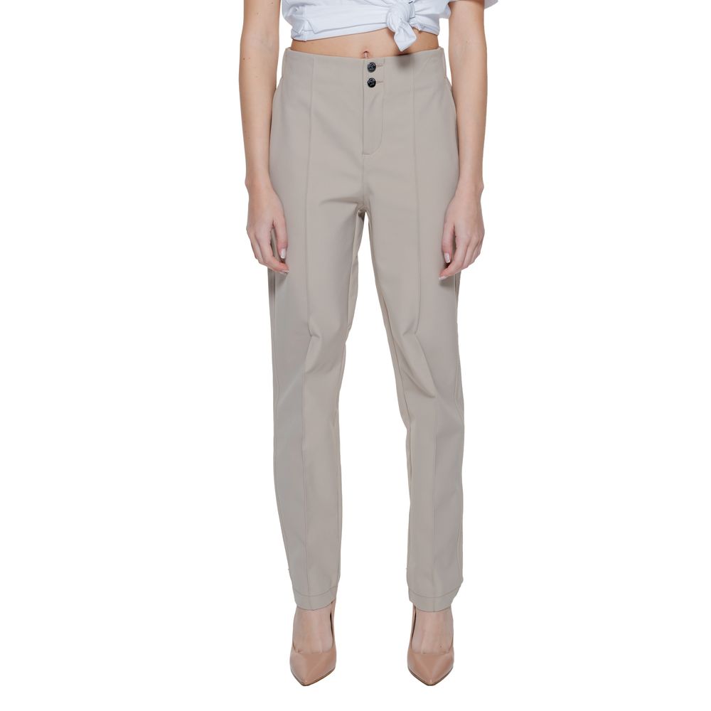 Pants by Street One for women in polyamide beige features a enduring silhouette, showcasing a enduring cigarette and long with a for a premium, tailored aesthetic.