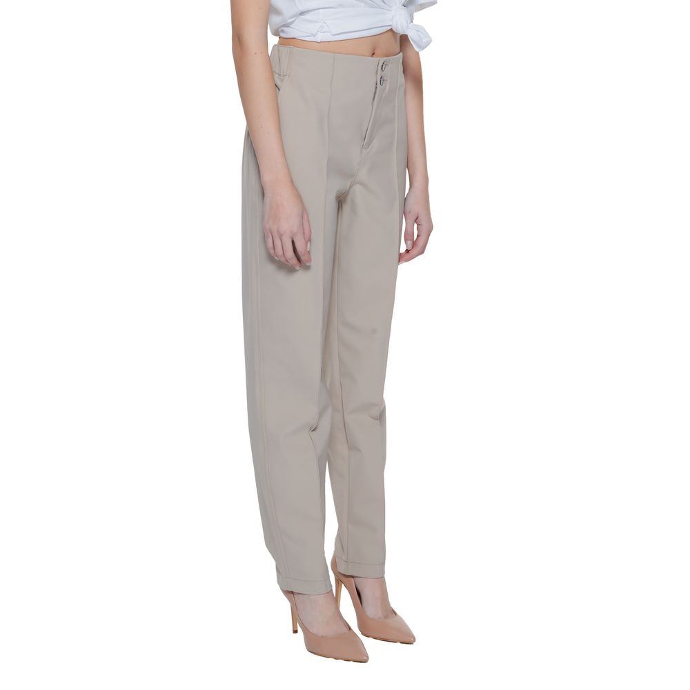 Pants by Street One for women in polyamide beige features an understated silhouette, showcasing a sophisticated cigarette and long with a refined for an understated, polished aesthetic.