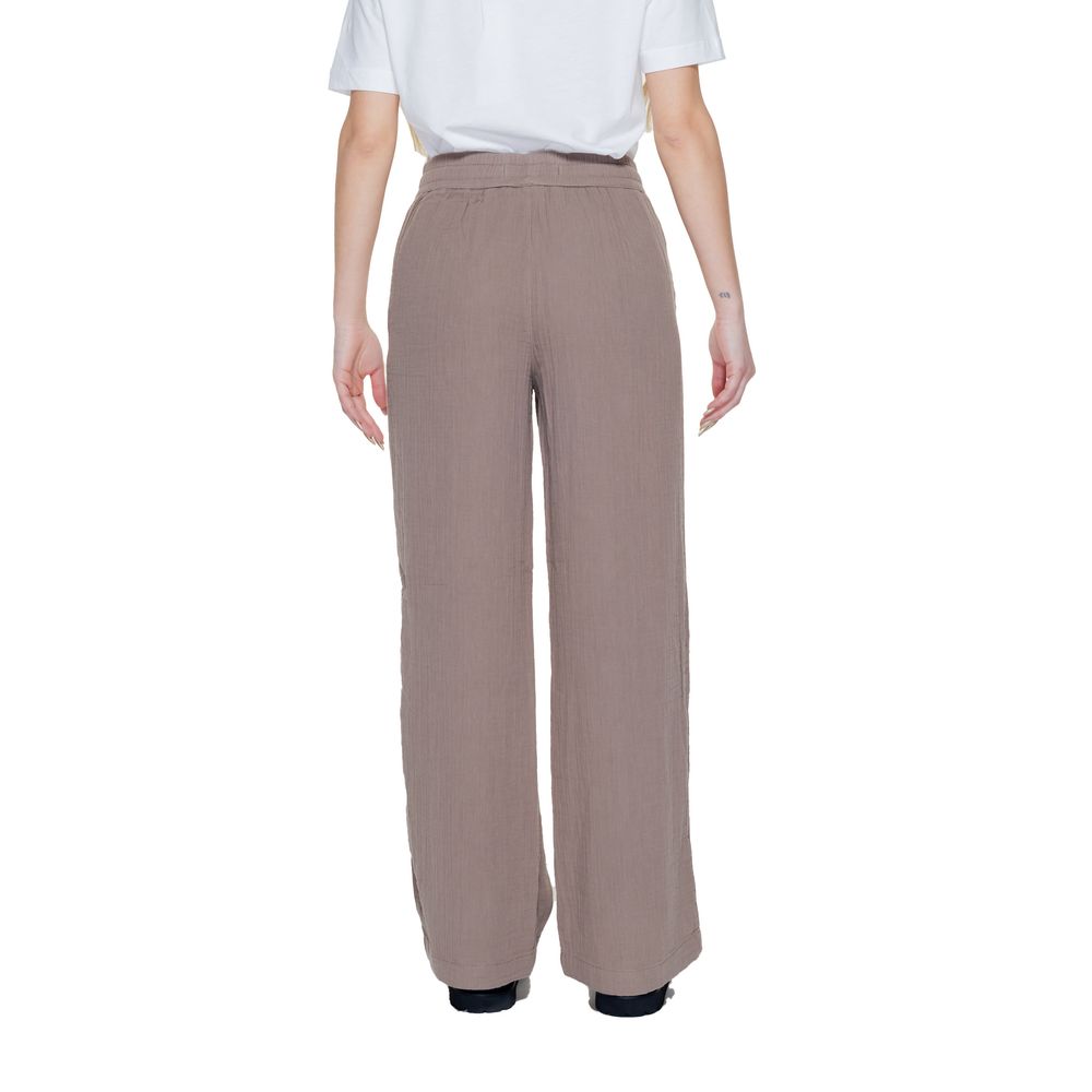 Street One Women's Wide Cotton Jeans - Brown