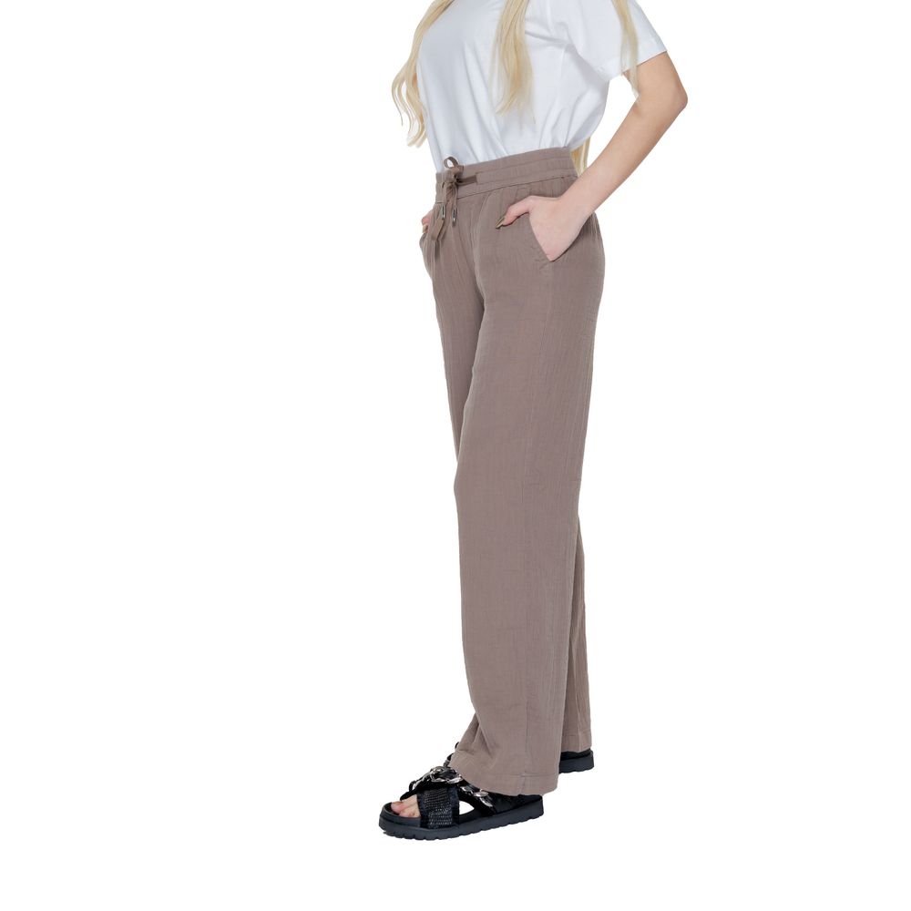 Street One Women's Wide Cotton Jeans - Brown