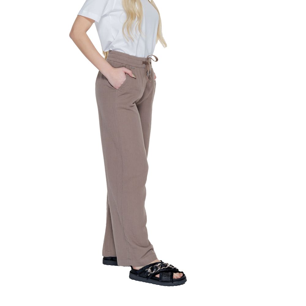 Street One Women's Wide Cotton Jeans - Brown