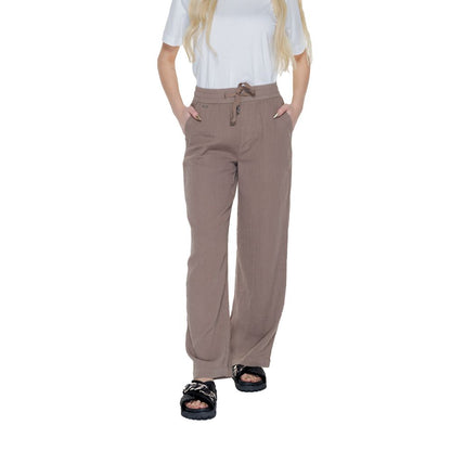 Street One Women's Wide Cotton Jeans - Brown
