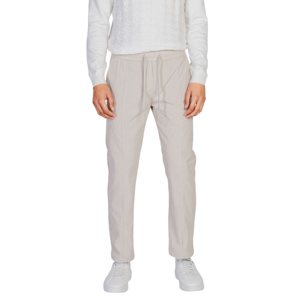 Pants by Antony Morato for men in polyester beige features an understated silhouette, showcasing a sophisticated and long with a refined for an understated, polished aesthetic.