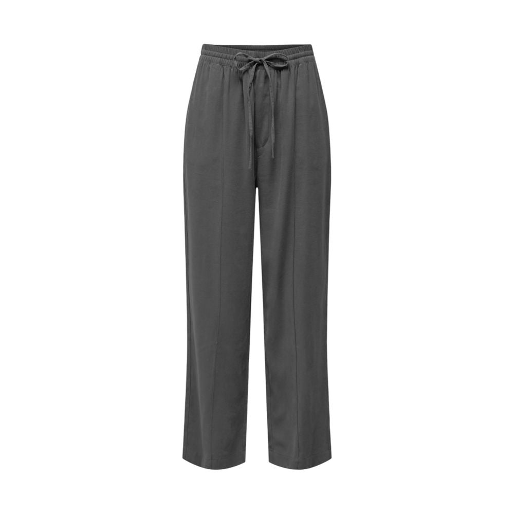 Pants by Jacqueline De Yong for women in polyester & viscose gray features an on trend silhouette with a and cut in an elegant long for a sophisticated look.