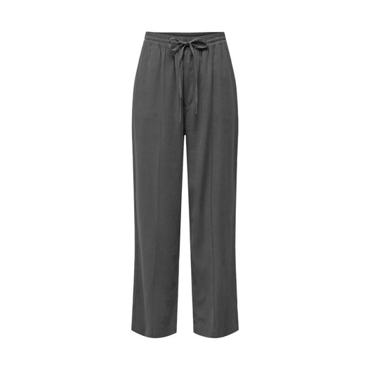 Pants by Jacqueline De Yong for women in polyester & viscose gray features an on trend silhouette with a and cut in an elegant long for a sophisticated look.