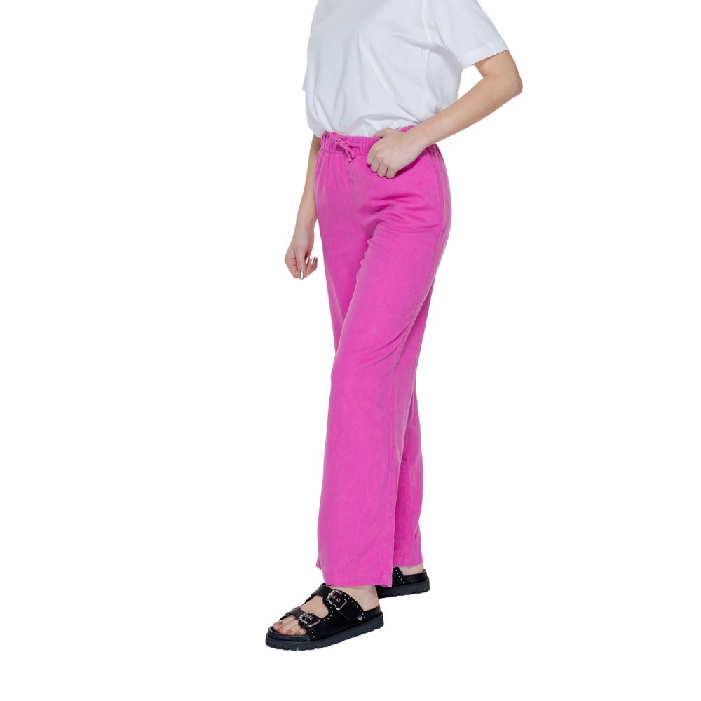 Pants by Only for women in linen & viscose pink features a enduring silhouette, showcasing a enduring wide and long with a for a premium, tailored aesthetic.