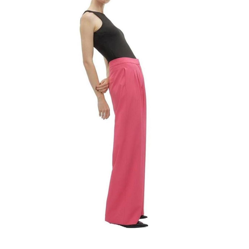Pants by Vero Moda for women in stretch polyester pink features an understated silhouette, showcasing a sophisticated wide and long with a refined for an understated, polished aesthetic.