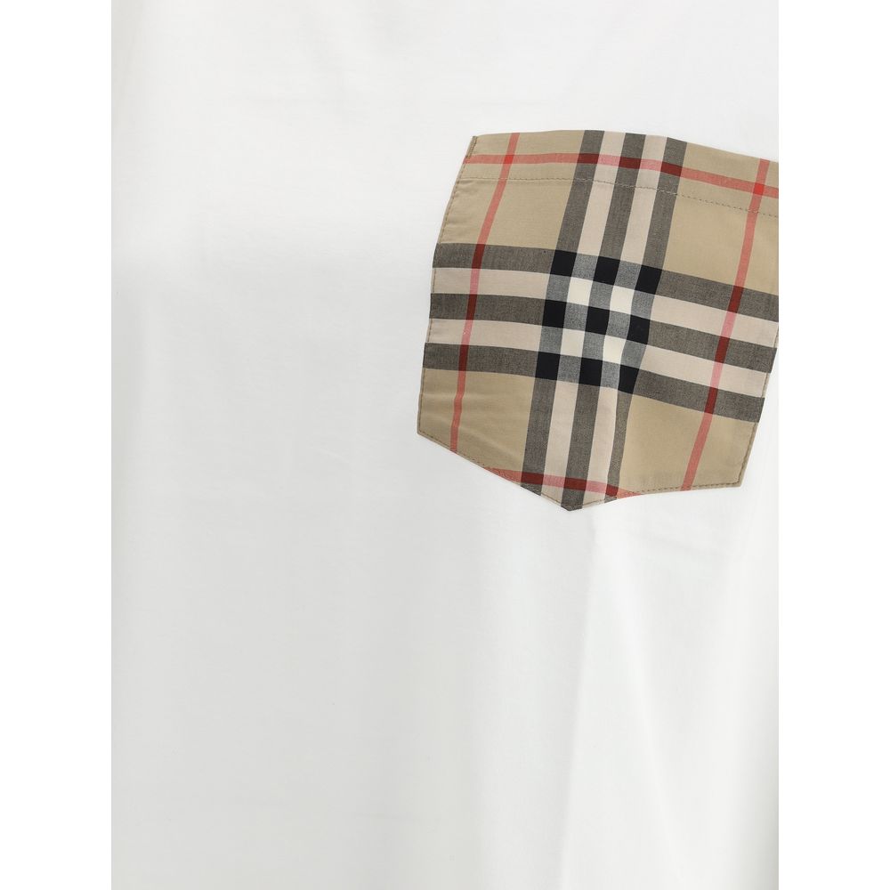 Activewear T-Shirt by Burberry for women in cotton white & patterned features an athletic silhouette with sleeves and a neckline, enhanced by high-performance .