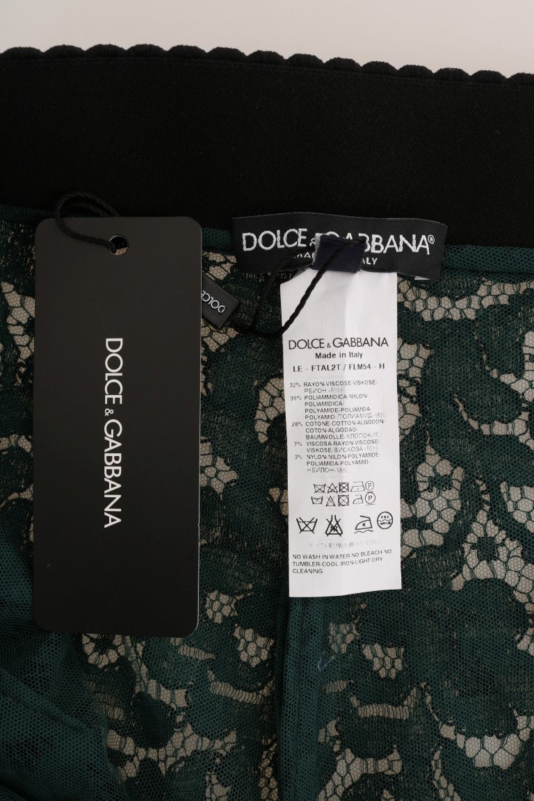 Dolce & Gabbana Ladies' Green Floral Lace Leggings Pants