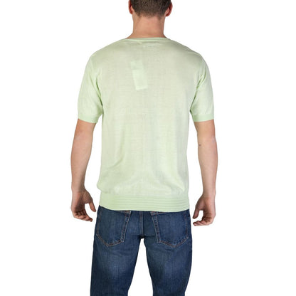 T-Shirt by Hamaki-Ho for men in cotton green features an edgy silhouette, meticulously detailed with a sophisticated and wrap neckline for a truly edgy finish.