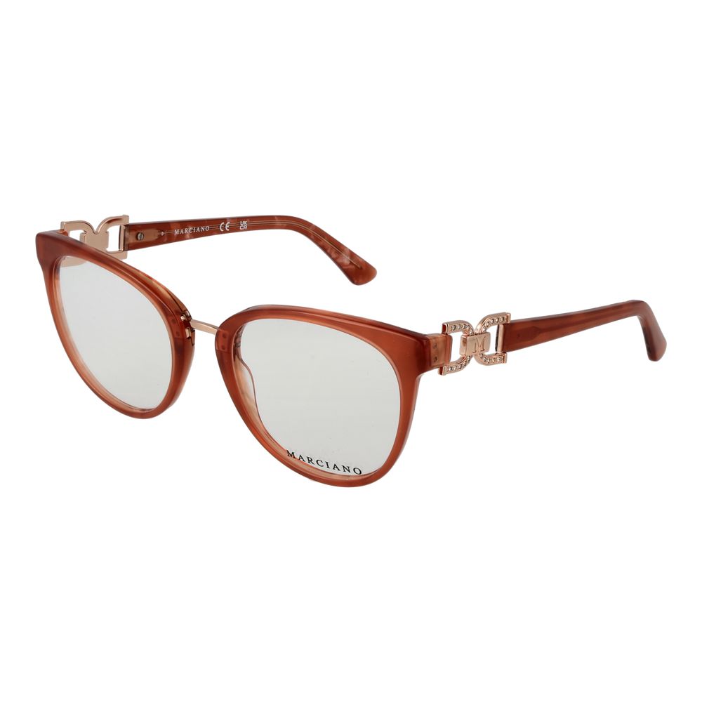 Eyeglasses Frames by Marciano by Guess for women in and brown showcases a refined silhouette, detailed with a brown coloured frame finish and a sophisticated full-frame frame design.