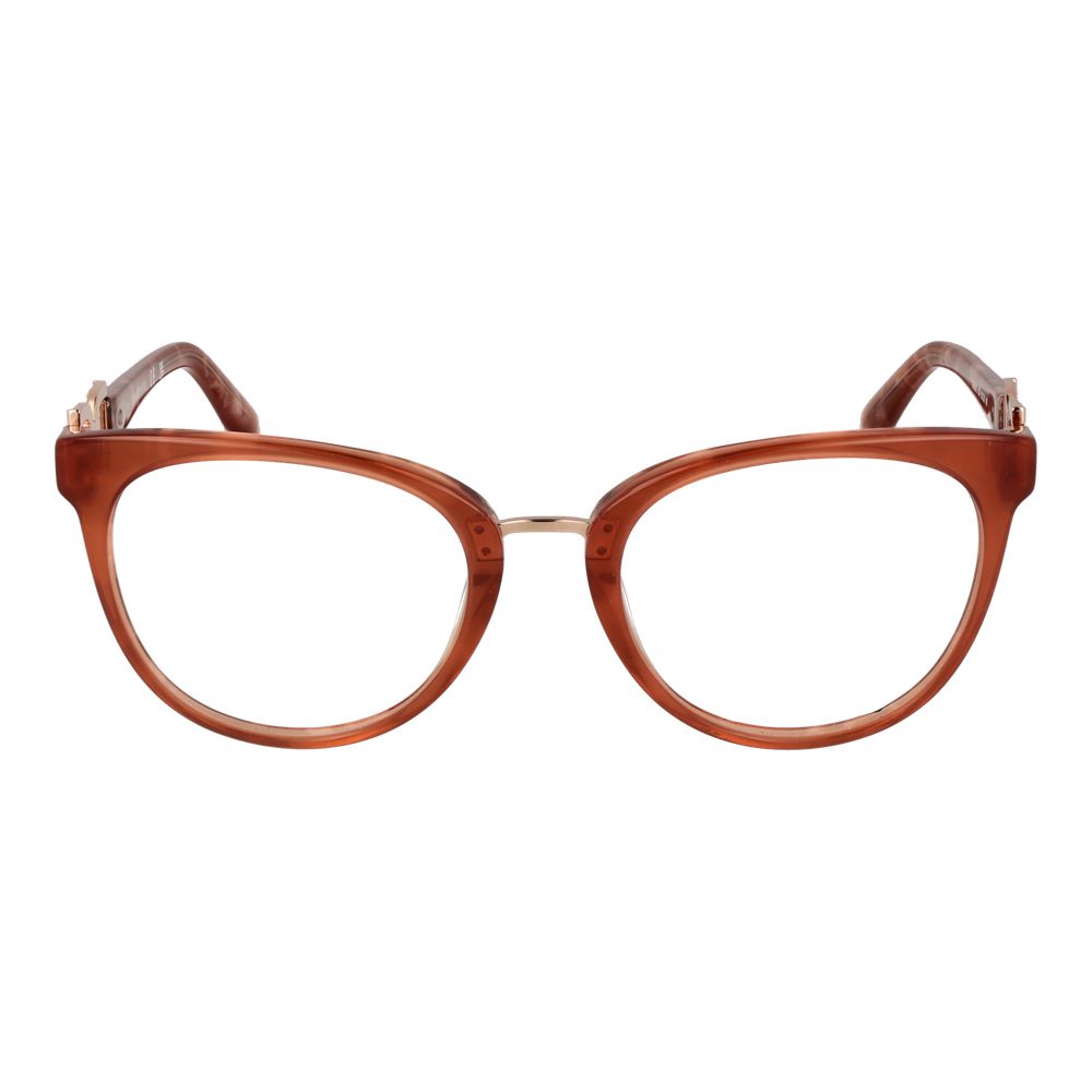 Eyeglasses Frames by Marciano by Guess for women in brown showcases a reflective silhouette, artfully incorporating a sophisticated brown coloured frame with a distinct full-frame frame design.