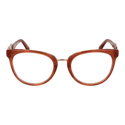 Eyeglasses Frames by Marciano by Guess for women in brown showcases a reflective silhouette, artfully incorporating a sophisticated brown coloured frame with a distinct full-frame frame design.
