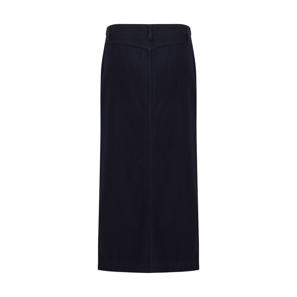 Skirt by Giorgio Armani for women in cotton blue & patterned features a sublime silhouette, showcasing the sublime design of the Women's Cotton Skirt in a sophisticated midi.