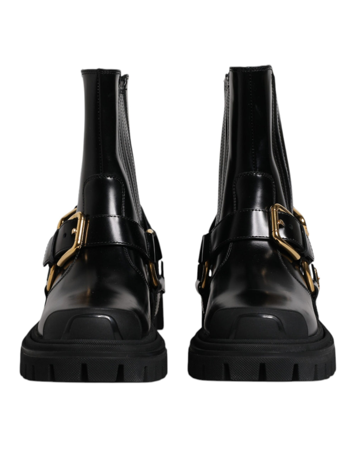 Dolce & Gabbana Men's Polyester & Calf Leather Mid-Calf Boots - Black Gold