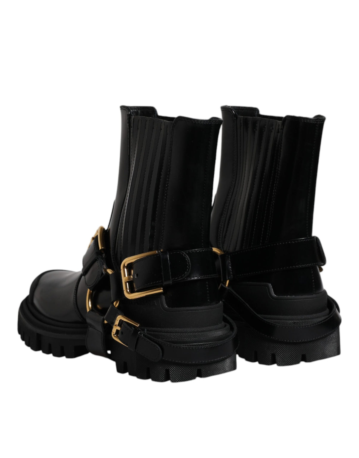 Dolce & Gabbana Men's Polyester & Calf Leather Mid-Calf Boots - Black Gold