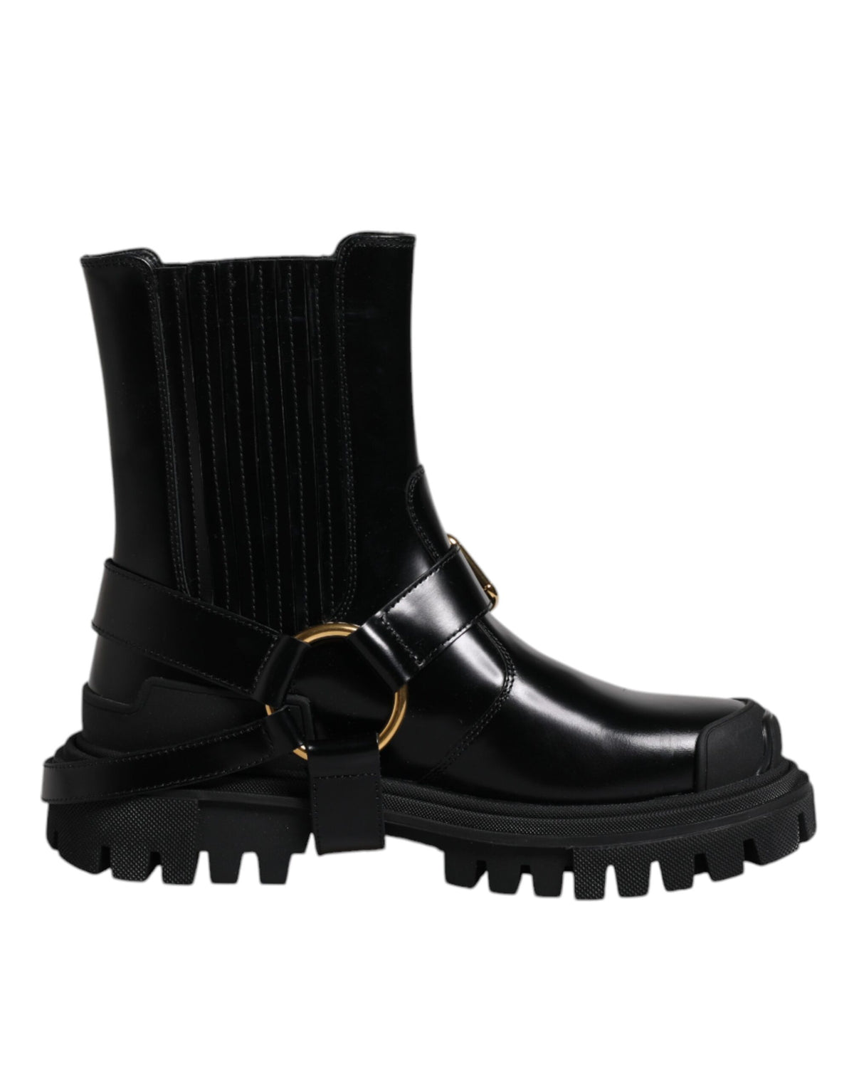 Dolce & Gabbana Men's Polyester & Calf Leather Mid-Calf Boots - Black Gold