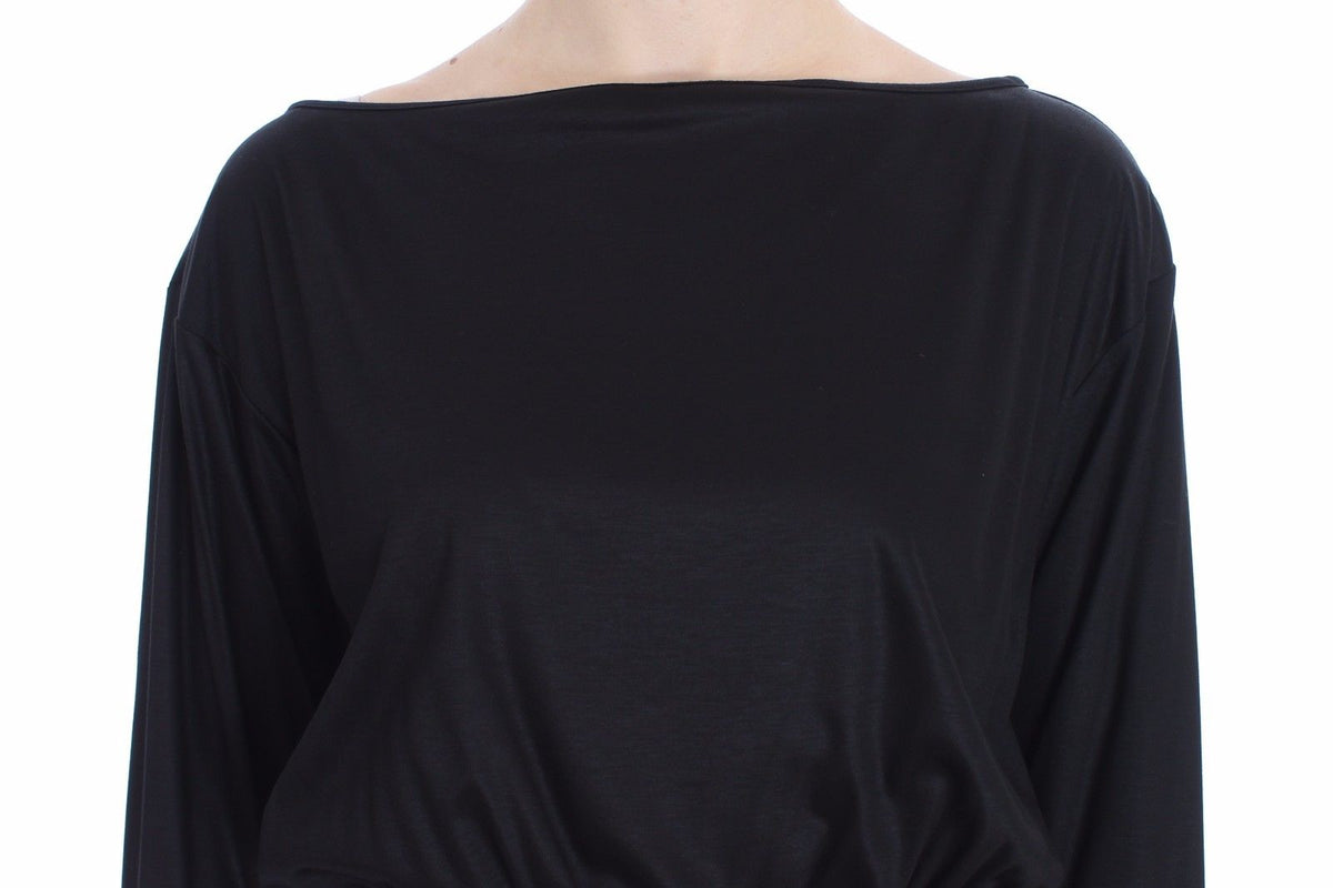Black Modal Silk Shift Knee Dress