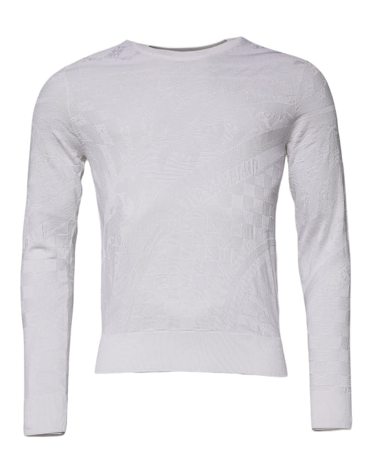 Dolce & Gabbana Men's Crew Neck Silk Sweater - White