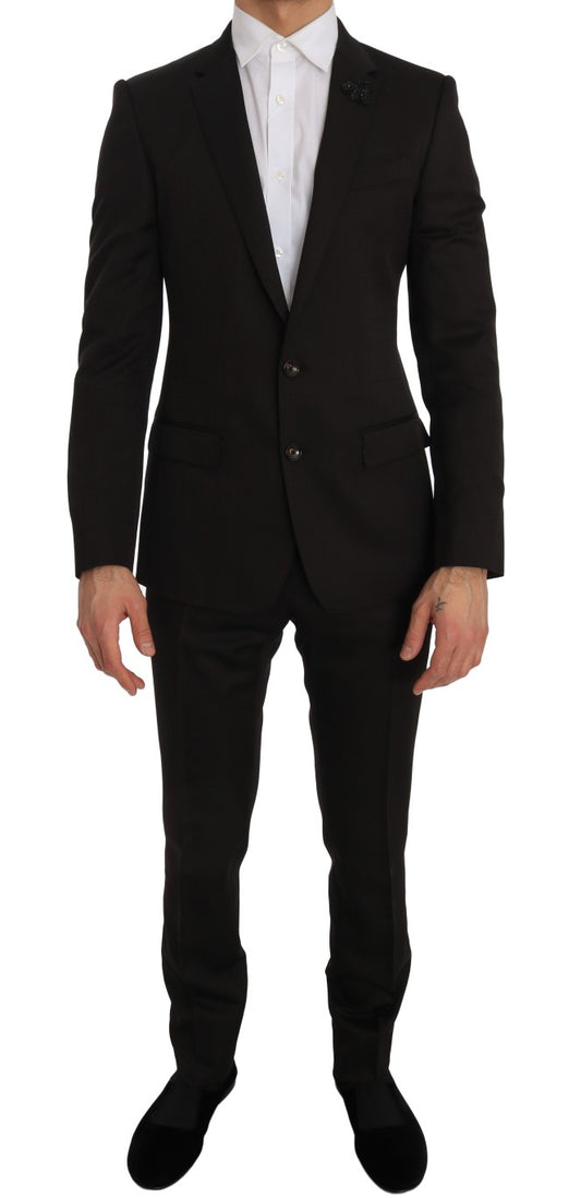 Dolce & Gabbana Men's Brown Wool Crystal Bee Slim Fit MARTINI