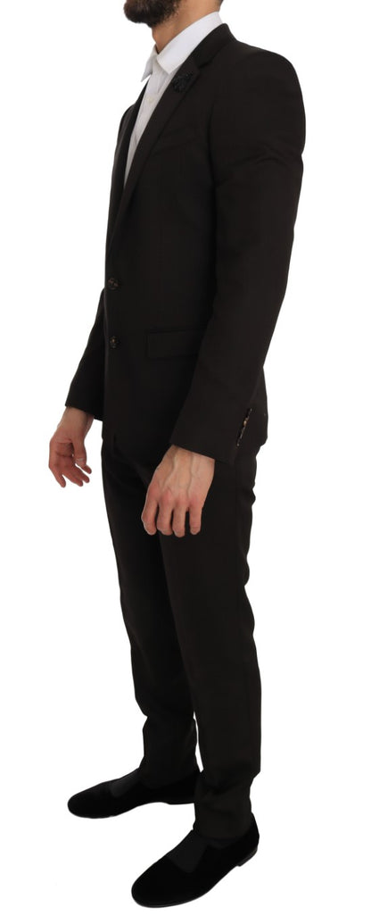 Dolce & Gabbana Men's Brown Wool Crystal Bee Slim Fit MARTINI