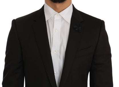 Dolce & Gabbana Men's Brown Wool Crystal Bee Slim Fit MARTINI