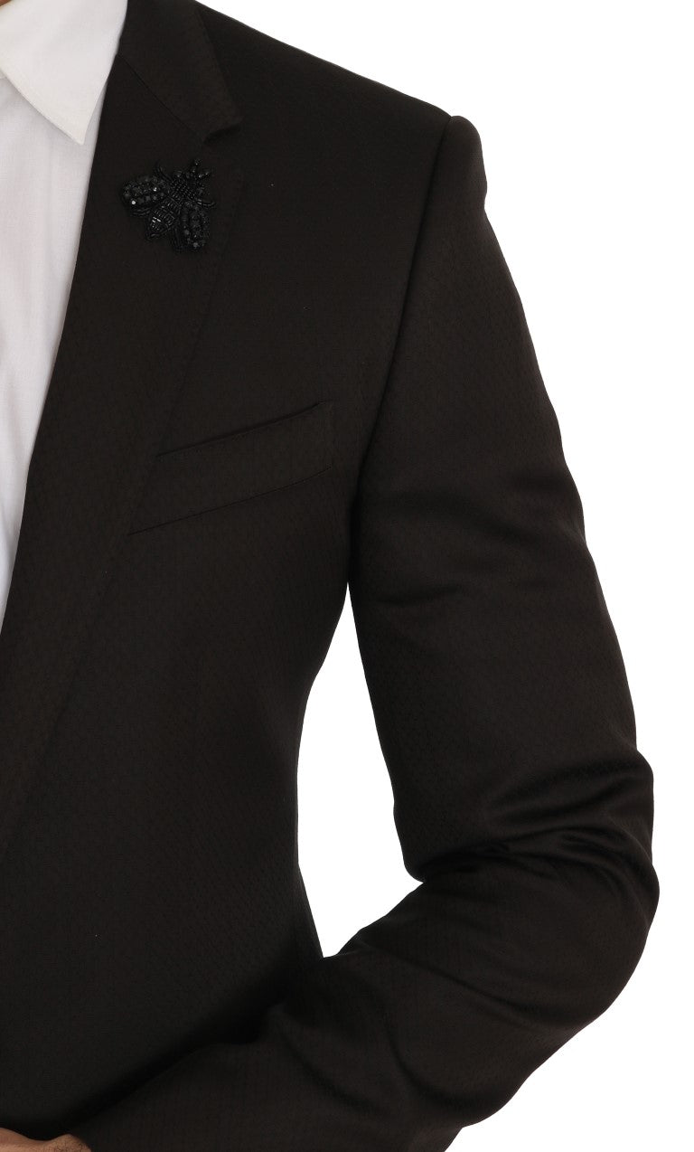 Dolce & Gabbana Men's Brown Wool Crystal Bee Slim Fit MARTINI