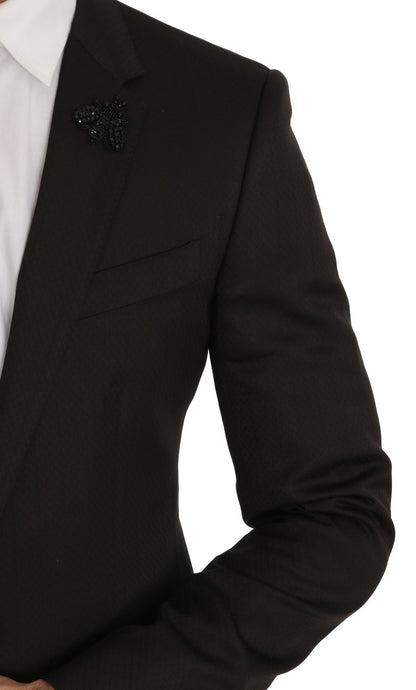 Dolce & Gabbana Men's Brown Wool Crystal Bee Slim Fit MARTINI