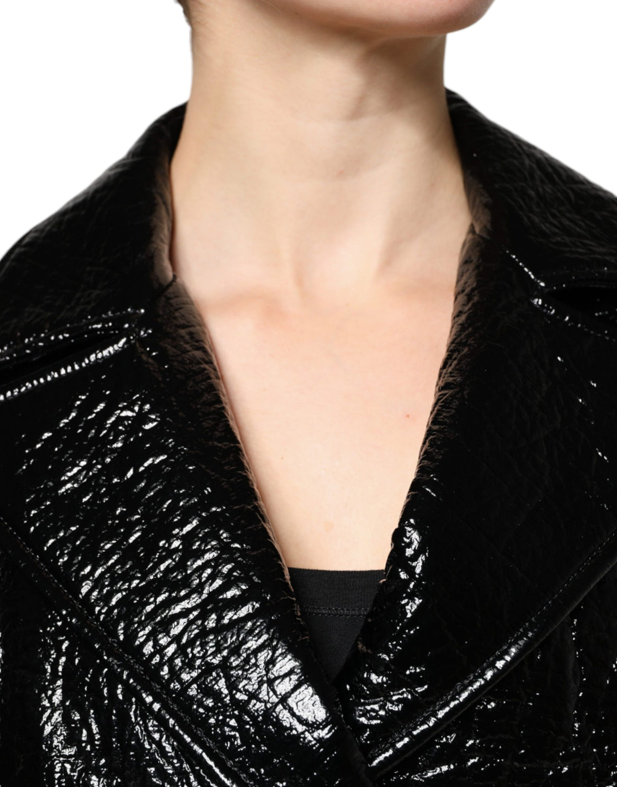 Dolce & Gabbana Women's Crop Top Leather Jacket - Black