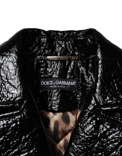 Dolce & Gabbana Women's Crop Top Leather Jacket - Black