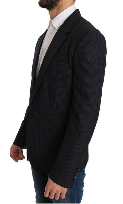 Dolce & Gabbana Men's Gray Striped Wool Jacket Coat Slim Blazer