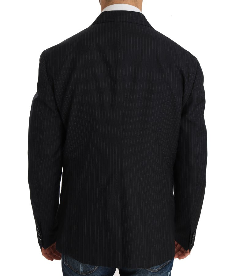 Dolce & Gabbana Men's Gray Striped Wool Jacket Coat Slim Blazer