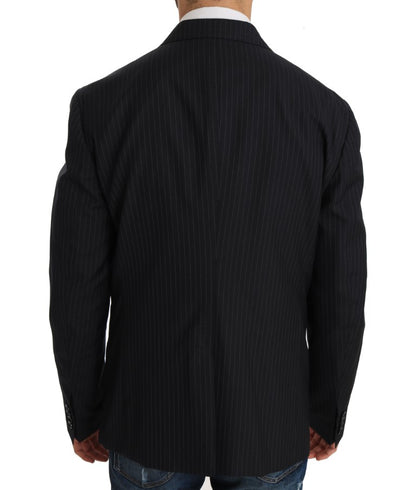 Dolce & Gabbana Men's Gray Striped Wool Jacket Coat Slim Blazer