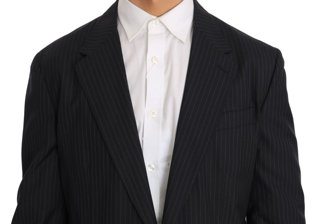 Dolce & Gabbana Men's Gray Striped Wool Jacket Coat Slim Blazer