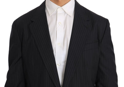 Dolce & Gabbana Men's Gray Striped Wool Jacket Coat Slim Blazer