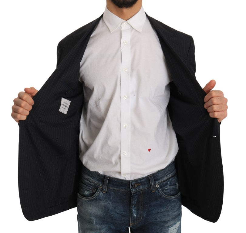 Dolce & Gabbana Men's Gray Striped Wool Jacket Coat Slim Blazer