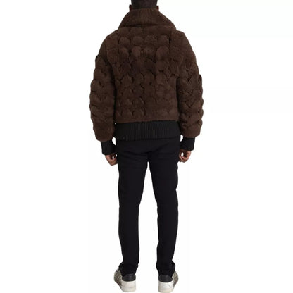 Bottega Veneta Men's Fur Sheep Shearling & Wool Bomber Jacket - Brown