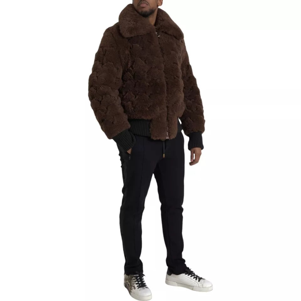 Bottega Veneta Men's Fur Sheep Shearling & Wool Bomber Jacket - Brown