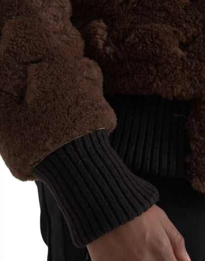 Bottega Veneta Men's Fur Sheep Shearling & Wool Bomber Jacket - Brown