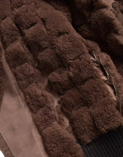 Bottega Veneta Men's Fur Sheep Shearling & Wool Bomber Jacket - Brown