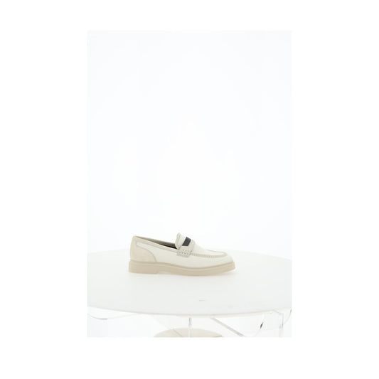 This Loafer Loafers Shoes by Brunello Cucinelli for unisex in bos taurus suede calfskin leather & cotton beige features an timeless silhouette from the Unisex Bos Taurus Suede Calfskin Leather & Cotton Loafer Loafers Shoes collection, defined by a sophisticated and elegant round toe style.